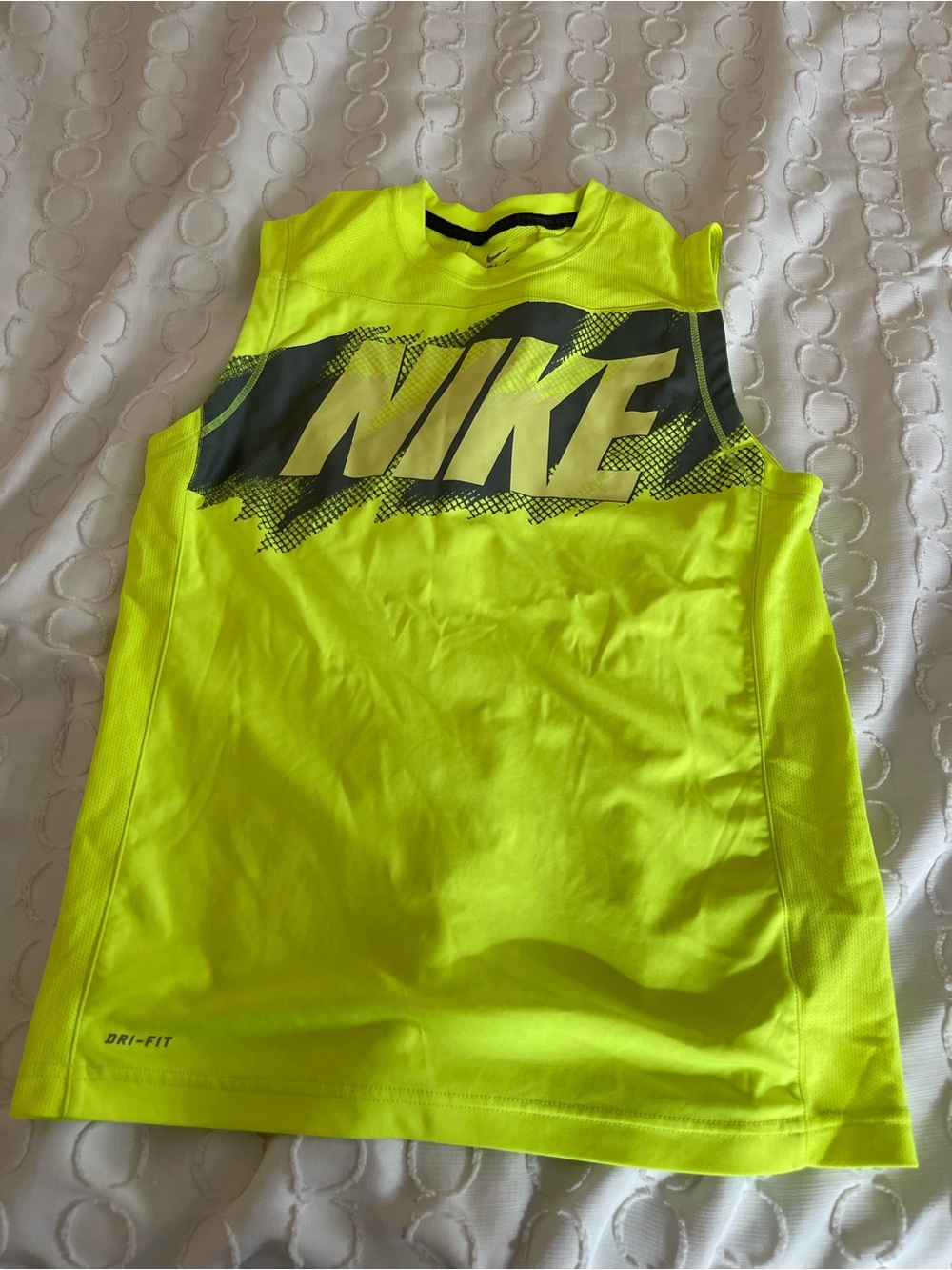 Nike Neon Yellow Sleeveless Dri-FIT Tank with Black Logo